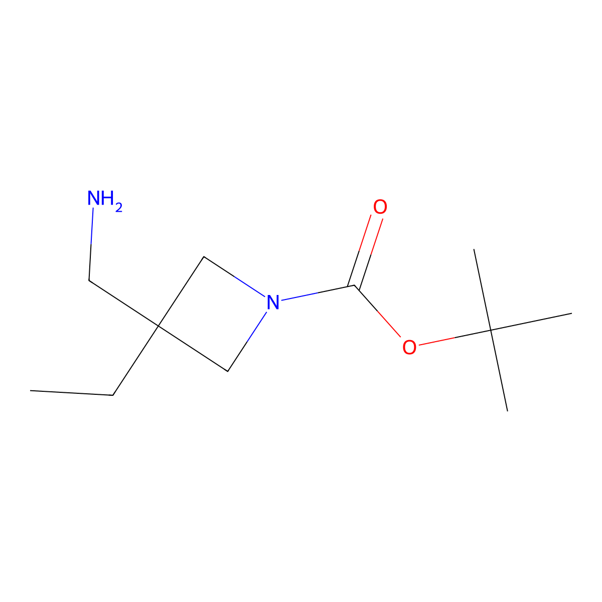 Tert-butyl 3-(aminomethyl)-3-ethylazetidine-1-carboxylate molecular structure, CAS 1158758-87-2