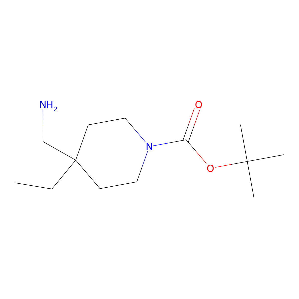 1-Boc-4-(aminomethyl)-4-ethylpiperidine molecular structure, CAS 1158758-98-5