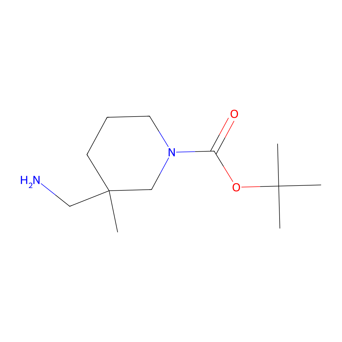 tert-Butyl 3-(aminomethyl)-3-methylpiperidine-1-carboxylate molecular structure, CAS 1158759-16-0