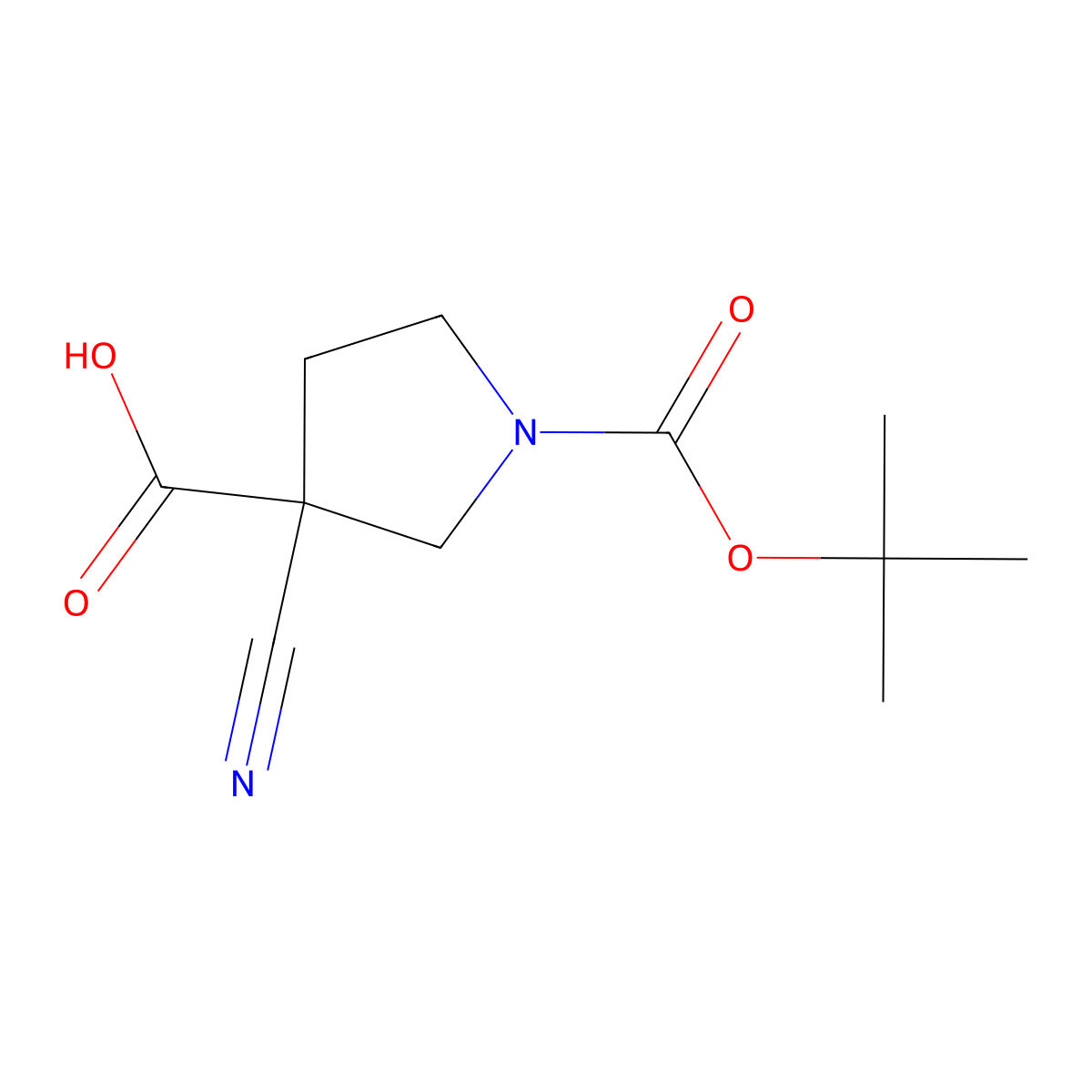 1-((Tert-butoxy)carbonyl)-3-cyanopyrrolidine-3-carboxylic acid molecular structure, CAS 1158759-28-4
