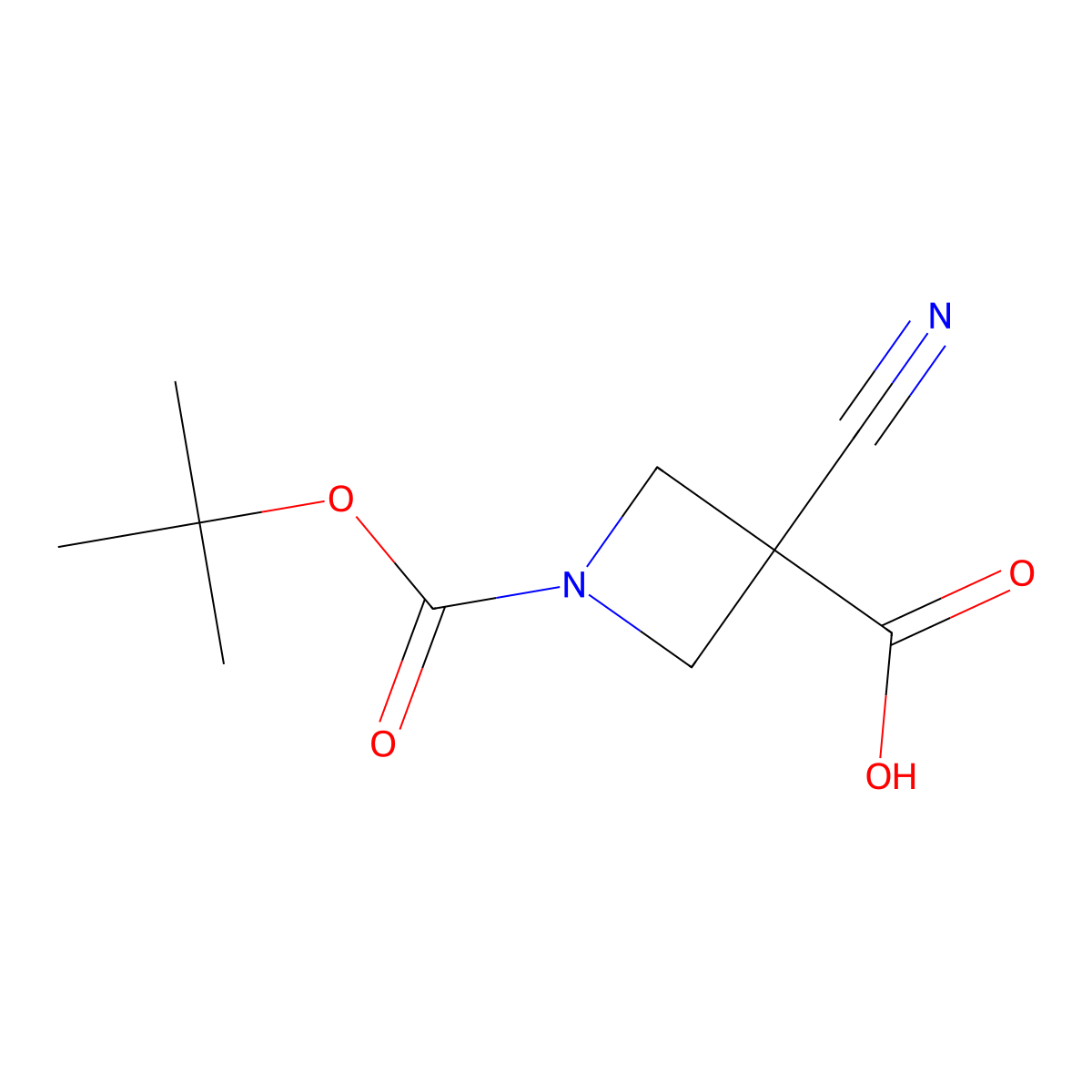 1-((Tert-butoxy)carbonyl)-3-cyanoazetidine-3-carboxylic acid molecular structure, CAS 1158759-45-5