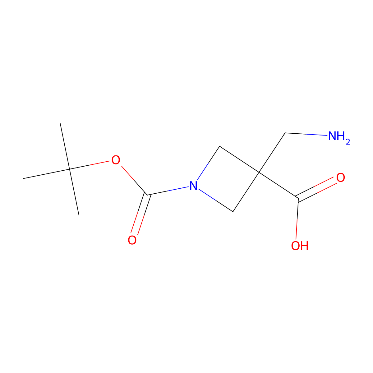 1-Boc-3-(aminomethyl)azetidine-3-carboxylic acid molecular structure, CAS 1158759-53-5
