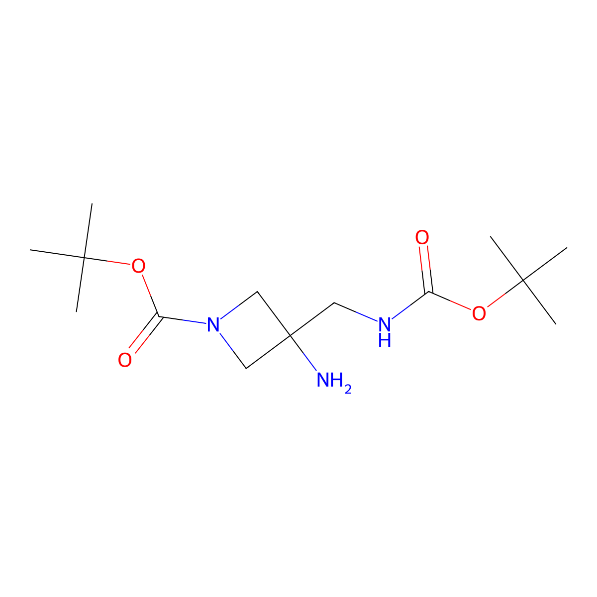 1-Boc-3-amino-3-[(Boc-amino)methyl]azetidine molecular structure, CAS 1158759-57-9