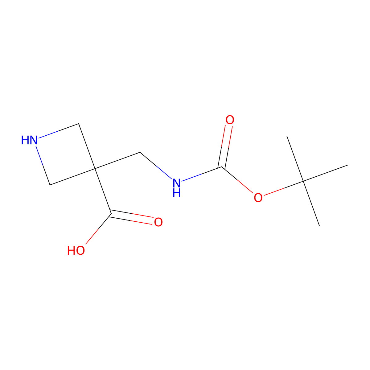 3-(Boc-aminomethyl)azetidine-3-carboxylic acid molecular structure, CAS 1158759-58-0