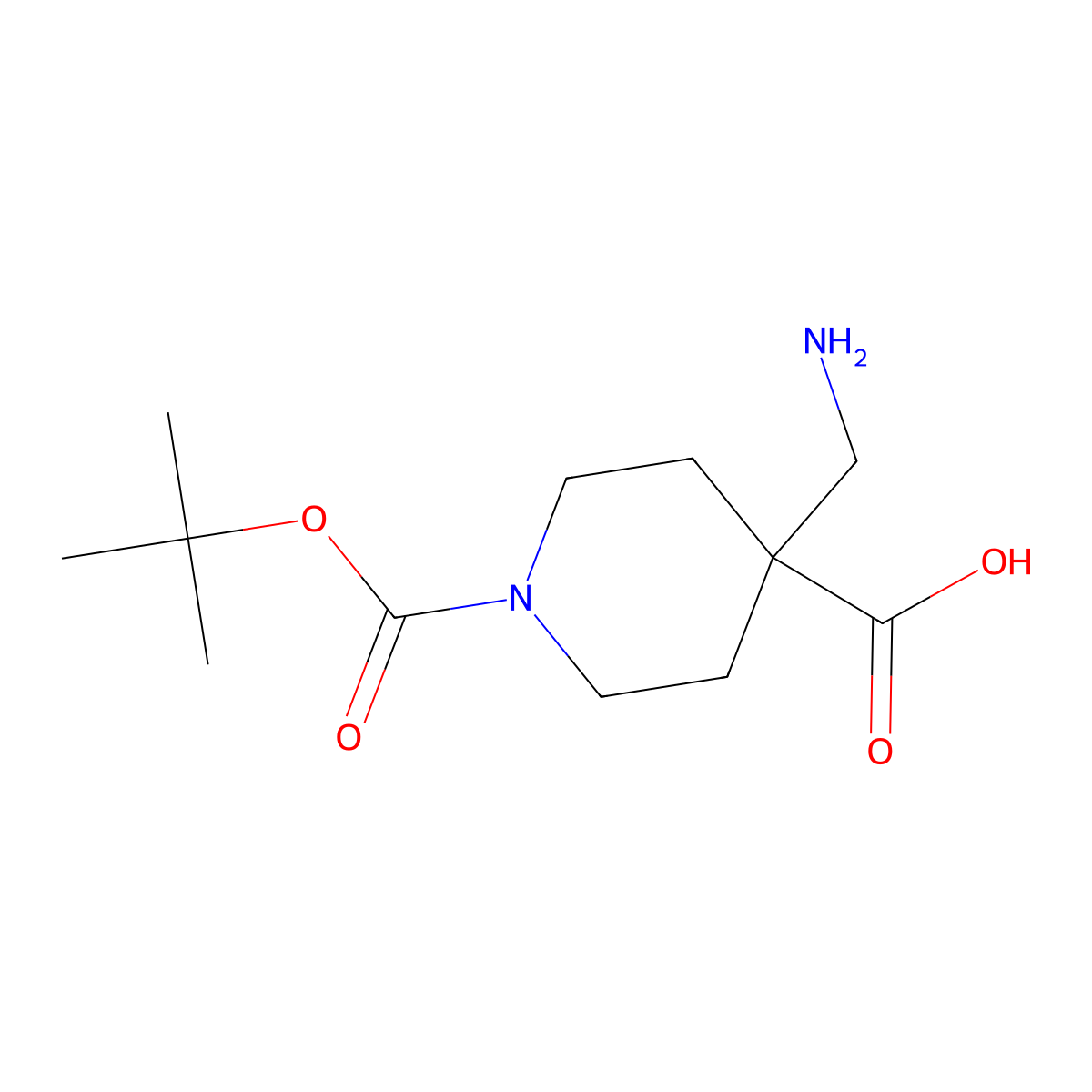 1-(1,1-Dimethylethyl) 4-(aminomethyl)-1,4-piperidinedicarboxylate molecular structure, CAS 1158759-68-2