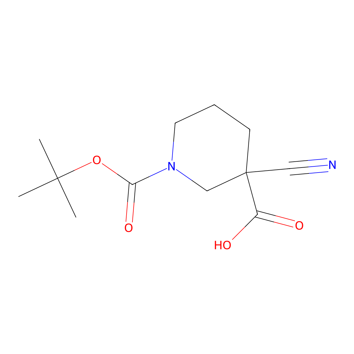 1-[(Tert-butoxy)carbonyl]-3-cyanopiperidine-3-carboxylic acid molecular structure, CAS 1158759-72-8