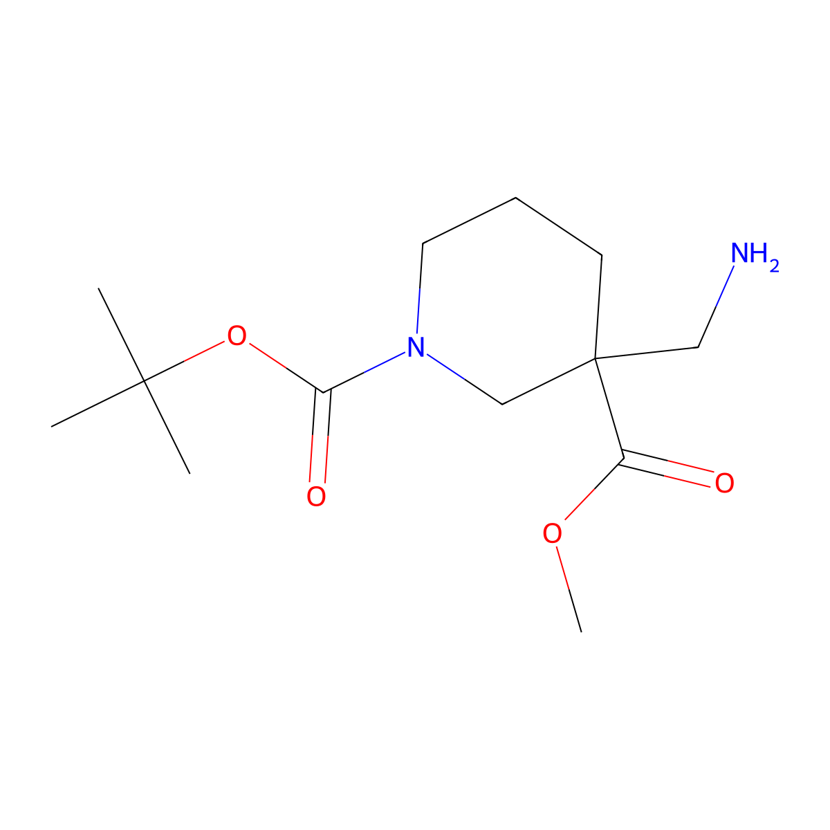 1-(1,1-Dimethylethyl) 3-methyl 3-(aminomethyl)-1,3-piperidinedicarboxylate molecular structure, CAS 1158759-73-9
