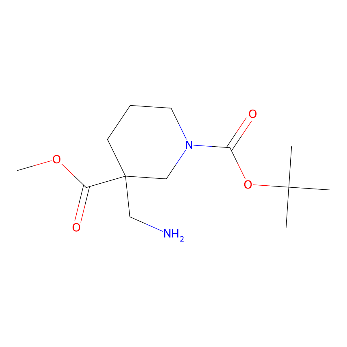 1-(1,1-Dimethylethyl) 3-methyl 3-(aminomethyl)-1,3-piperidinedicarboxylate molecular structure, CAS 1158759-73-9