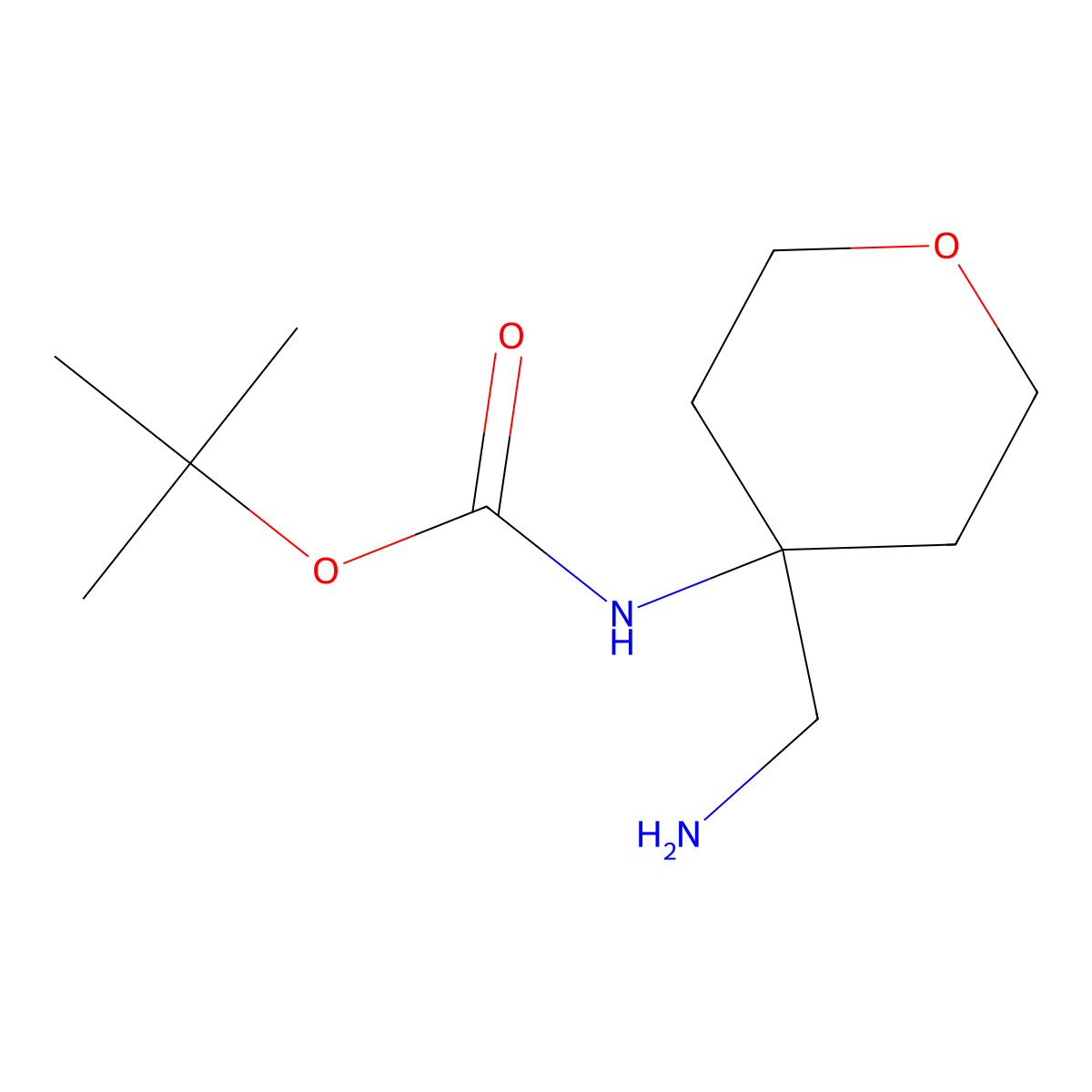 Tert-butyl (4-(aminomethyl)tetrahydro-2H-pyran-4-YL)carbamate molecular structure, CAS 1158759-94-4