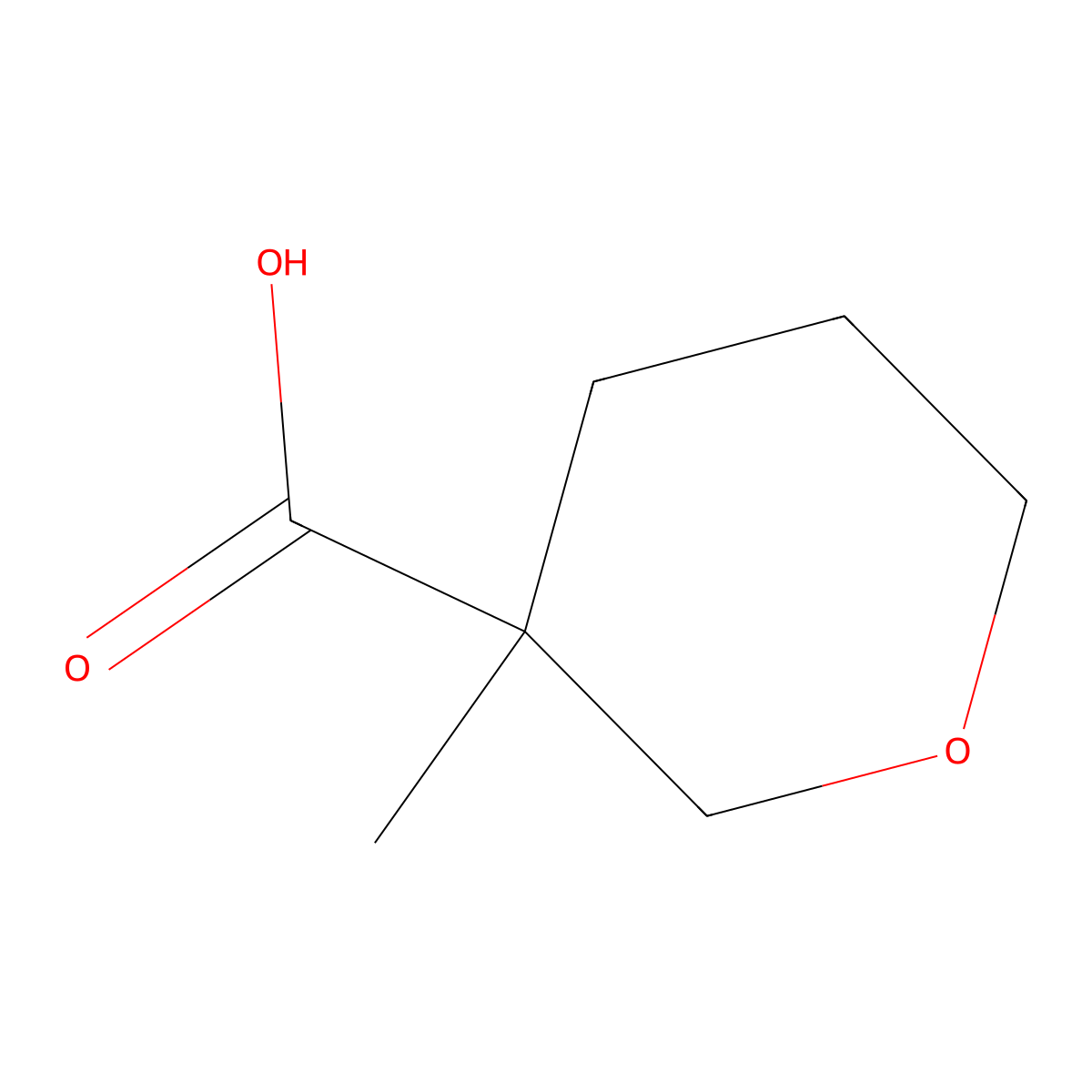 Tetrahydro-3-methyl-2H-pyran-3-carboxylic acid molecular structure, CAS 1158760-05-4