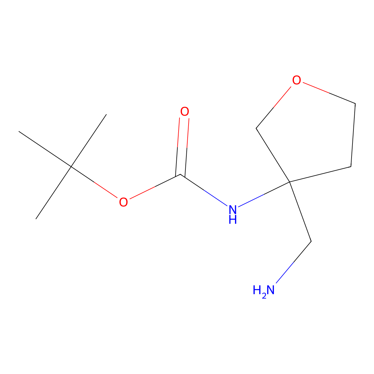 tert-butyl N-(3-(aminomethyl)oxolan-3-yl)carbamate molecular structure, CAS 1158760-32-7