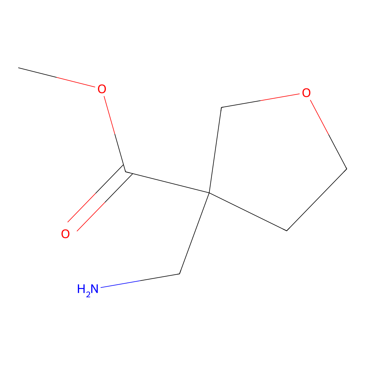 Methyl 3-(aminomethyl)oxolane-3-carboxylate molecular structure, CAS 1158760-42-9