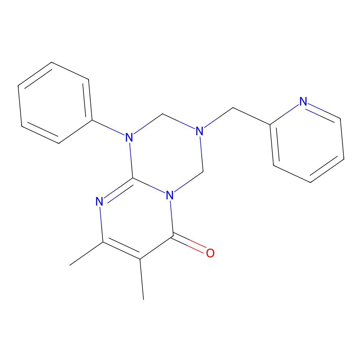 7,8-dimethyl-1-phenyl-3-(pyridin-2-ylmethyl)-1,2,3,4-tetrahydro-6H-pyrimido[1,2-a][1,3,5]triazin-6-one molecular structure, CAS 1158761-35-3
