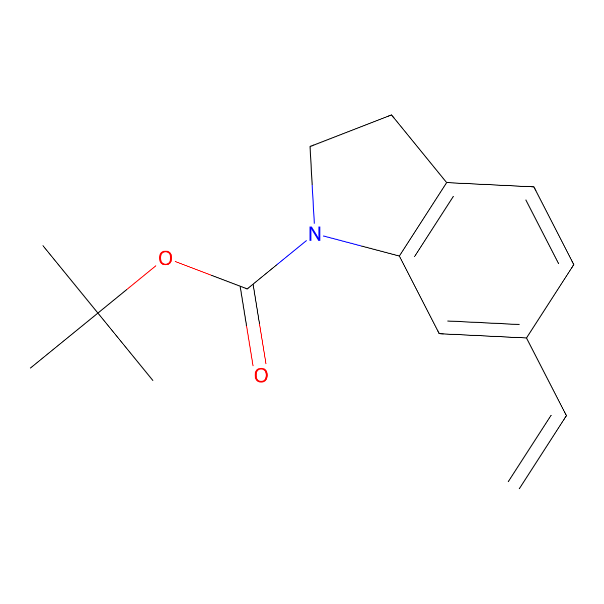 tert-butyl 2,3-dihydro-6-vinyl-1H-indole-1-carboxylate molecular structure, CAS 1158761-61-5