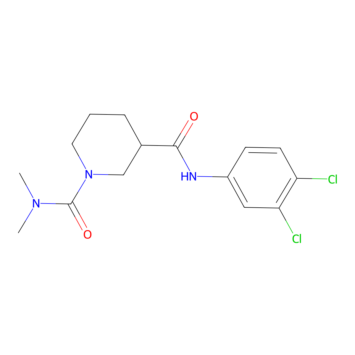 N~3~-(3,4-dichlorophenyl)-N~1~,N~1~-dimethylpiperidine-1,3-dicarboxamide molecular structure, CAS 1158762-59-4