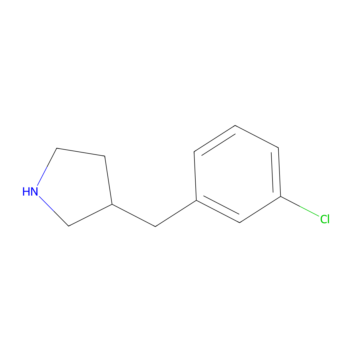 3-[(3-Chlorophenyl)methyl]pyrrolidine molecular structure, CAS 1158764-50-1