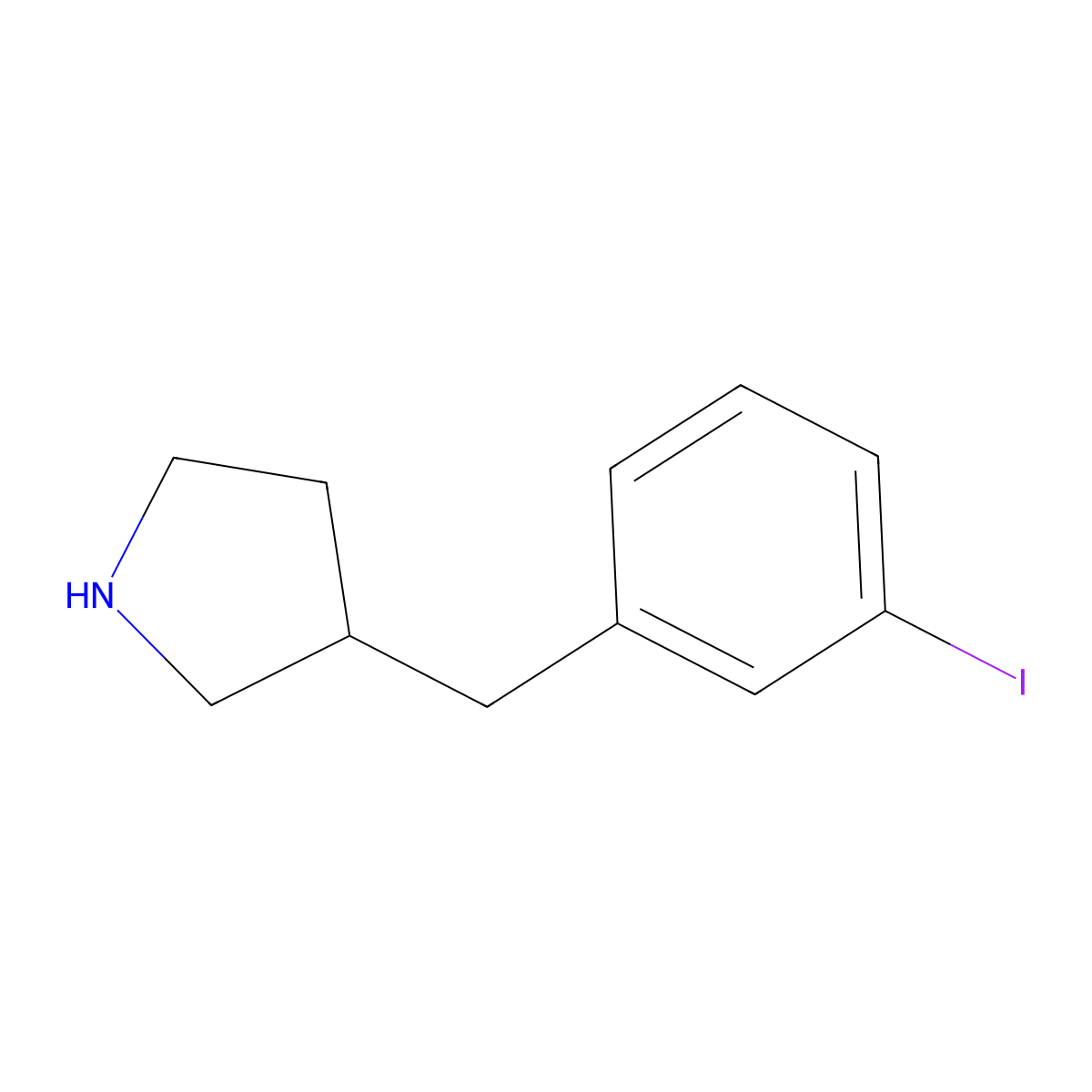 3-[(3-Iodophenyl)methyl]pyrrolidine molecular structure, CAS 1158764-59-0