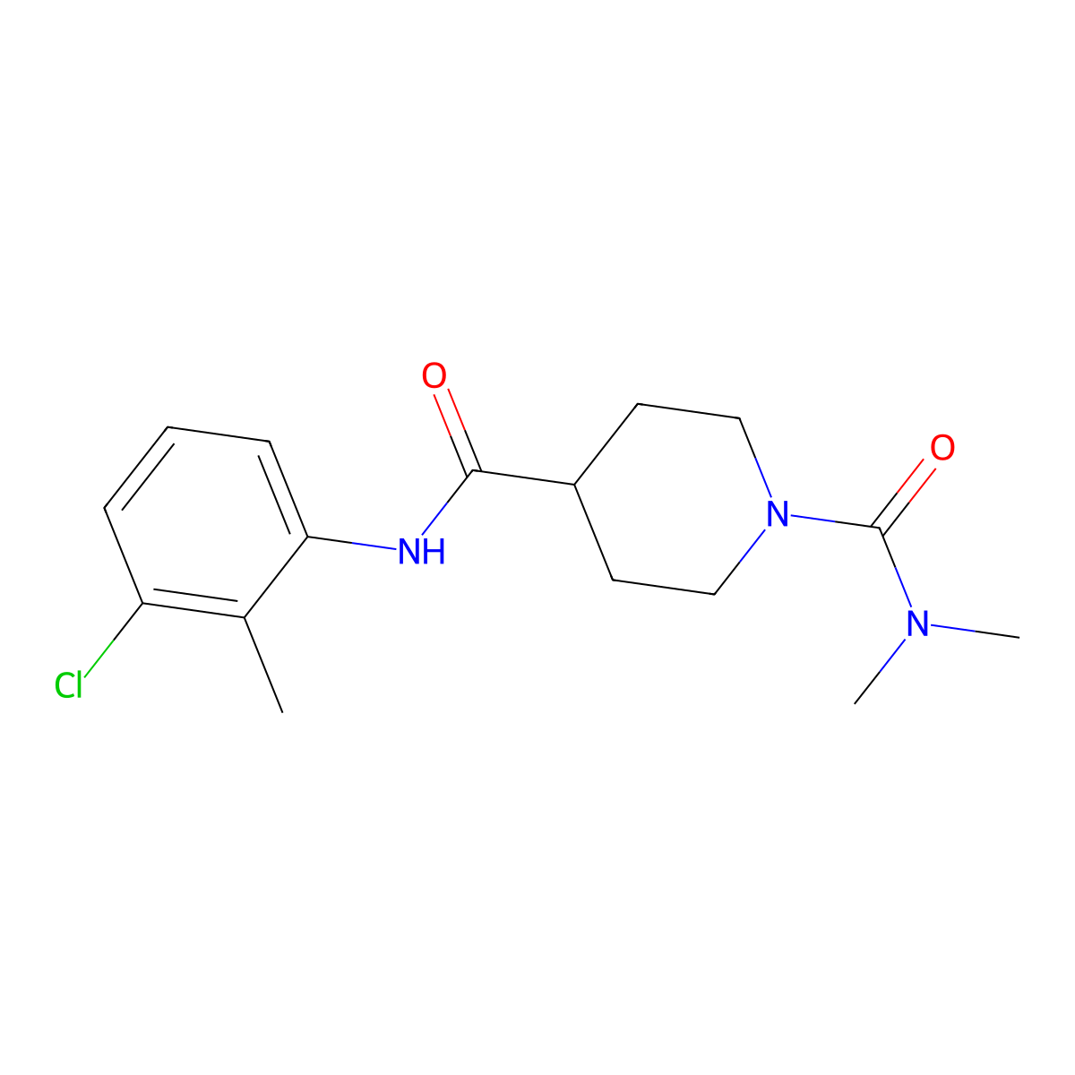 N~4~-(3-chloro-2-methylphenyl)-N~1~,N~1~-dimethylpiperidine-1,4-dicarboxamide molecular structure, CAS 1158765-52-6