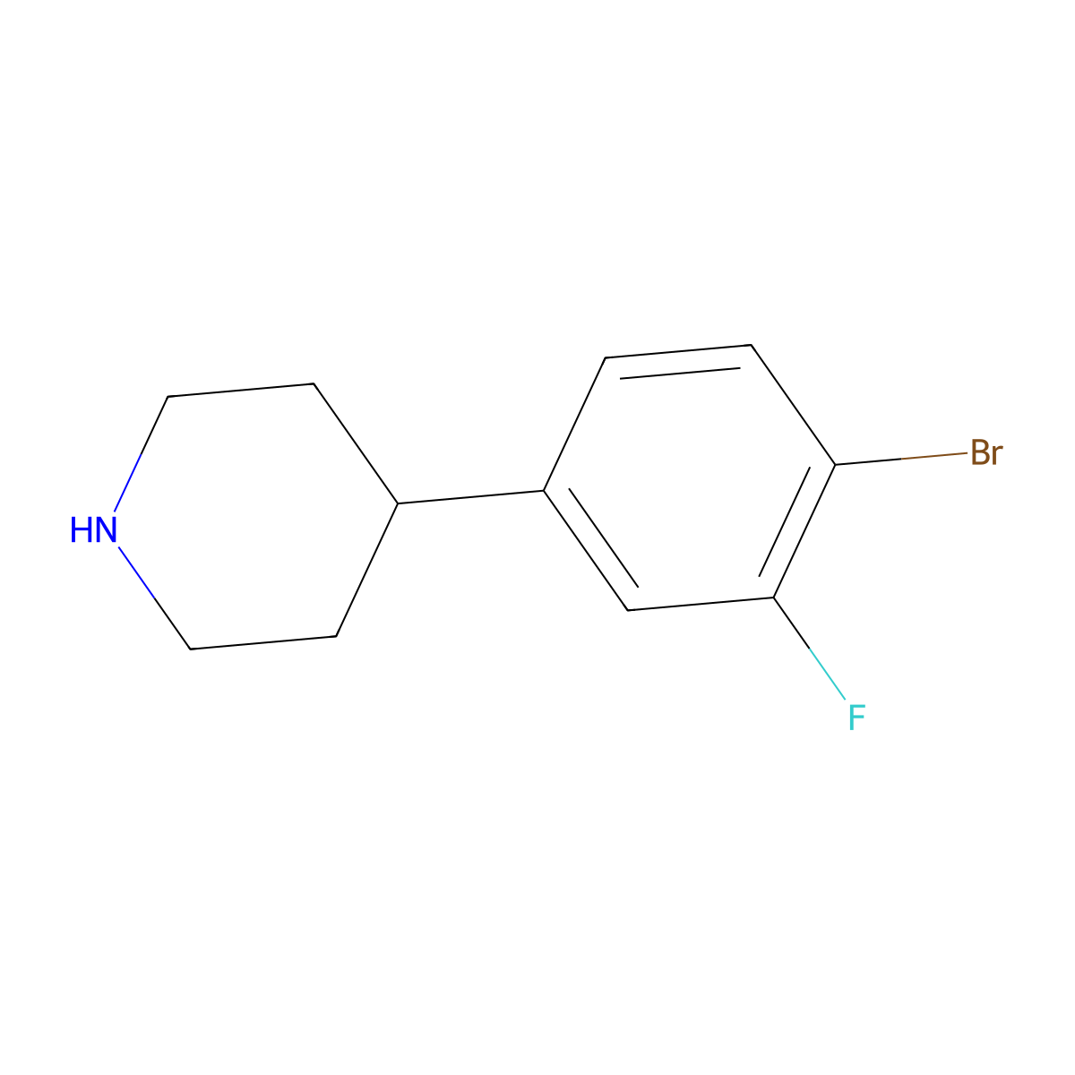 2-Fluoro-4-(piperidin-4-yl)bromobenzene molecular structure, CAS 1158765-70-8