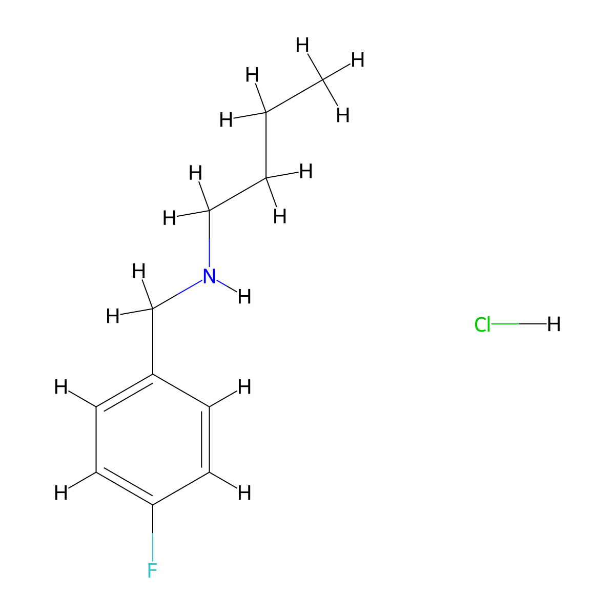 N-(4-Fluorobenzyl)-1-butanamine hydrochloride molecular structure, CAS 1158765-75-3