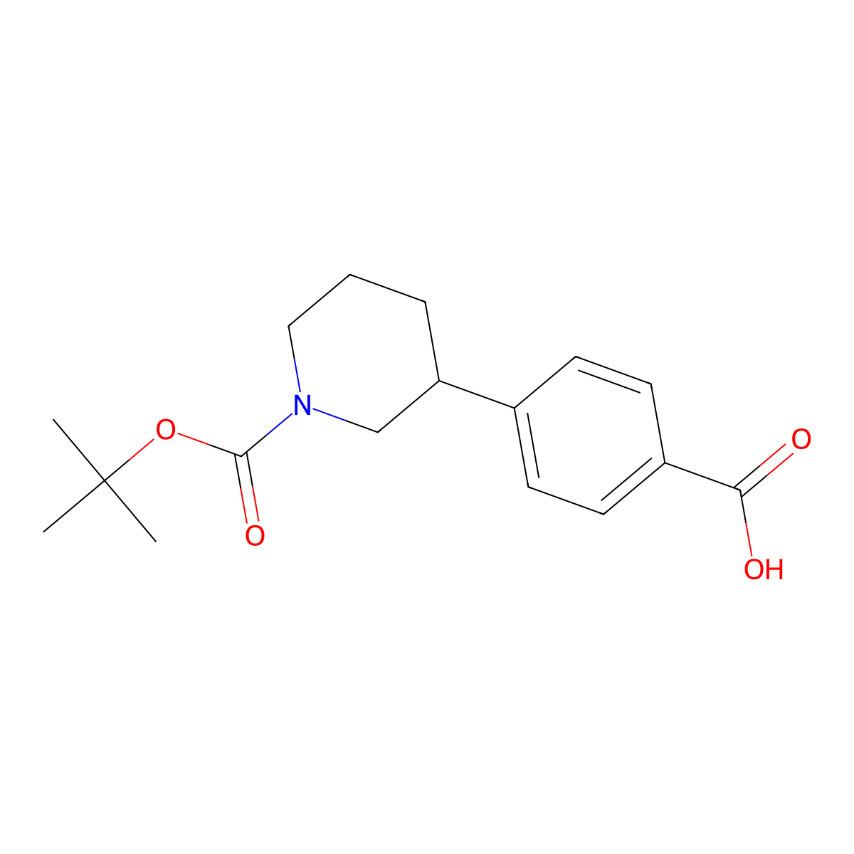 4-(1-(tert-Butoxycarbonyl)piperidin-3-yl)benzoic acid molecular structure, CAS 1158765-79-7