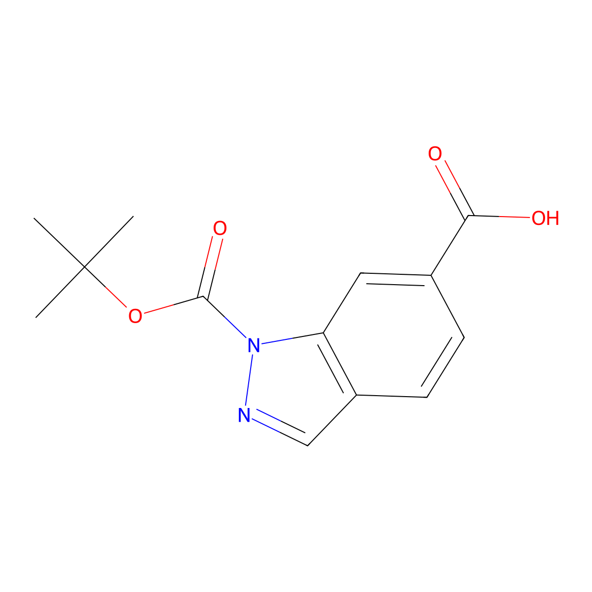 1-(Tert-butoxycarbonyl)-1H-indazole-6-carboxylic acid molecular structure, CAS 1158767-36-2