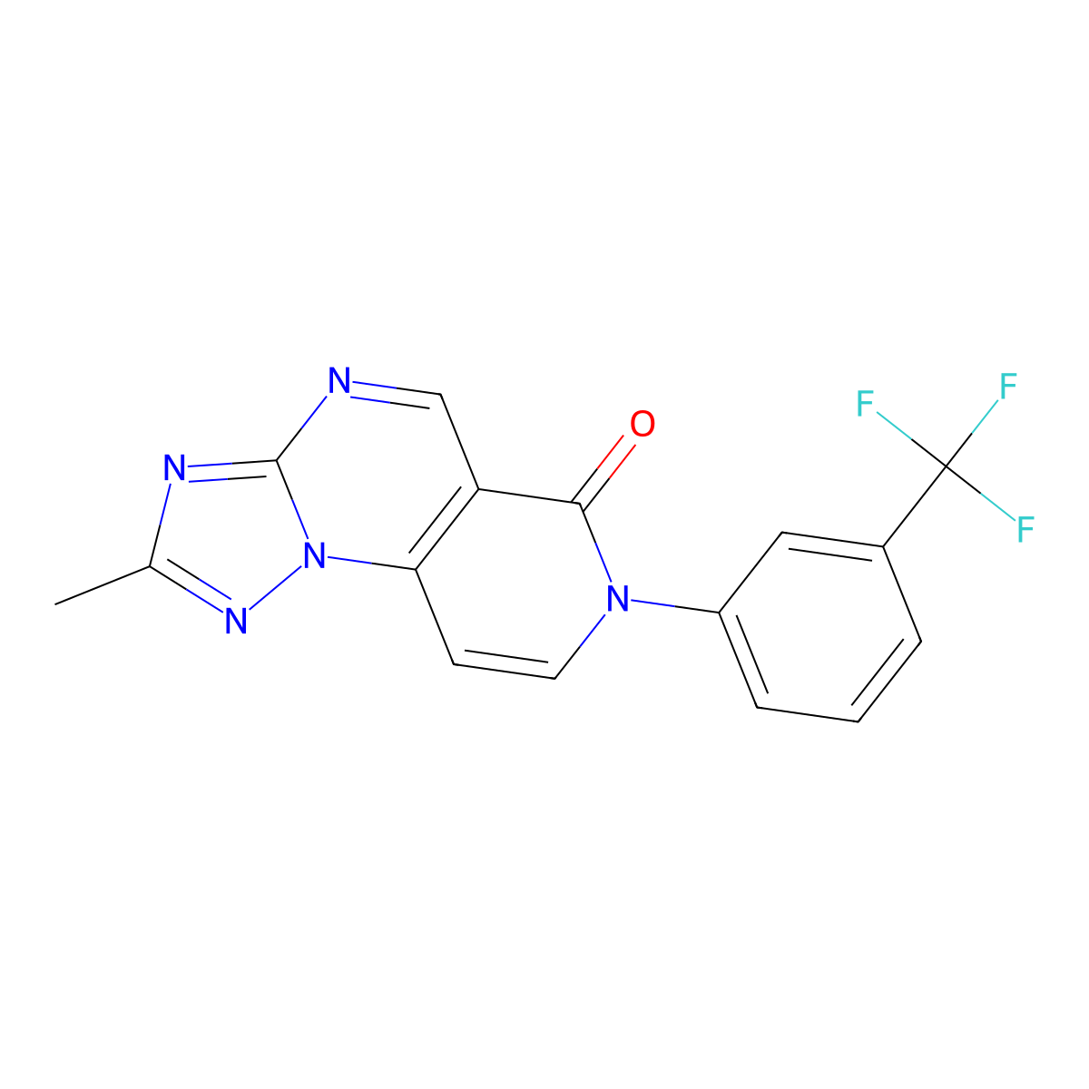2-methyl-7-[3-(trifluoromethyl)phenyl]pyrido[3,4-e][1,2,4]triazolo[1,5-a]pyrimidin-6(7H)-one molecular structure, CAS 1158769-80-2