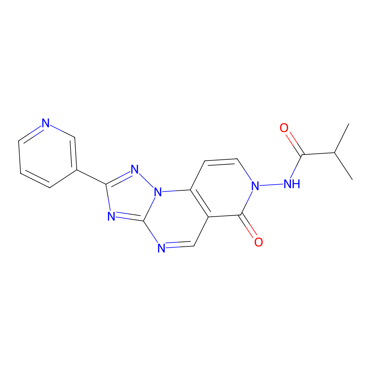 2-methyl-N-[6-oxo-2-(3-pyridyl)pyrido[3,4-e][1,2,4]triazolo[1,5-a]pyrimidin-7(6H)-yl]propanamide molecular structure, CAS 1158773-22-8