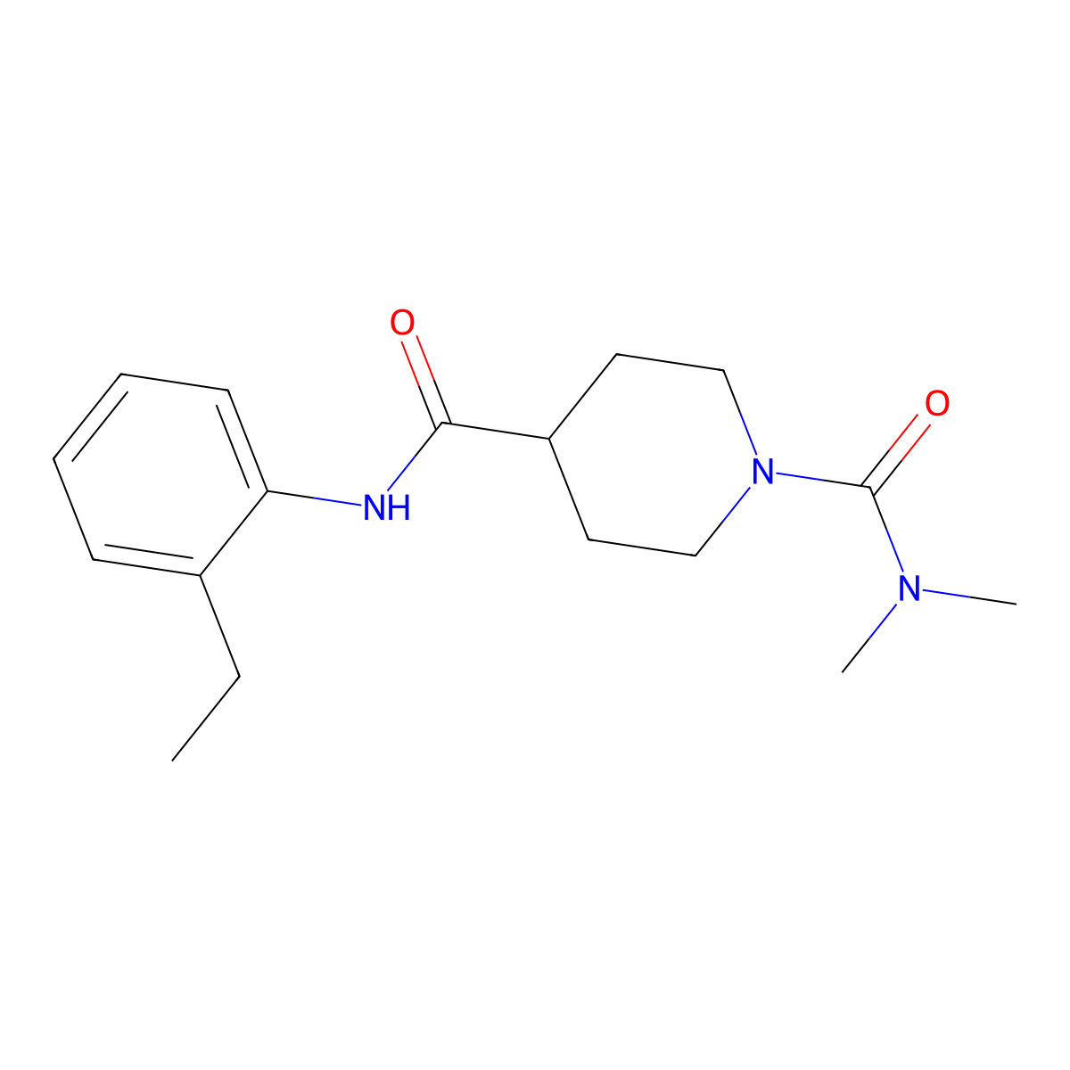 N~4~-(2-ethylphenyl)-N~1~,N~1~-dimethylpiperidine-1,4-dicarboxamide molecular structure, CAS 1158775-31-5