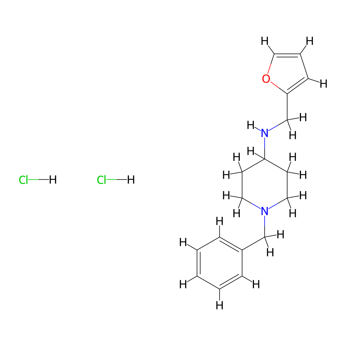 1-Benzyl-N-(furan-2-ylmethyl)piperidin-4-amine dihydrochloride molecular structure, CAS 1158775-85-9