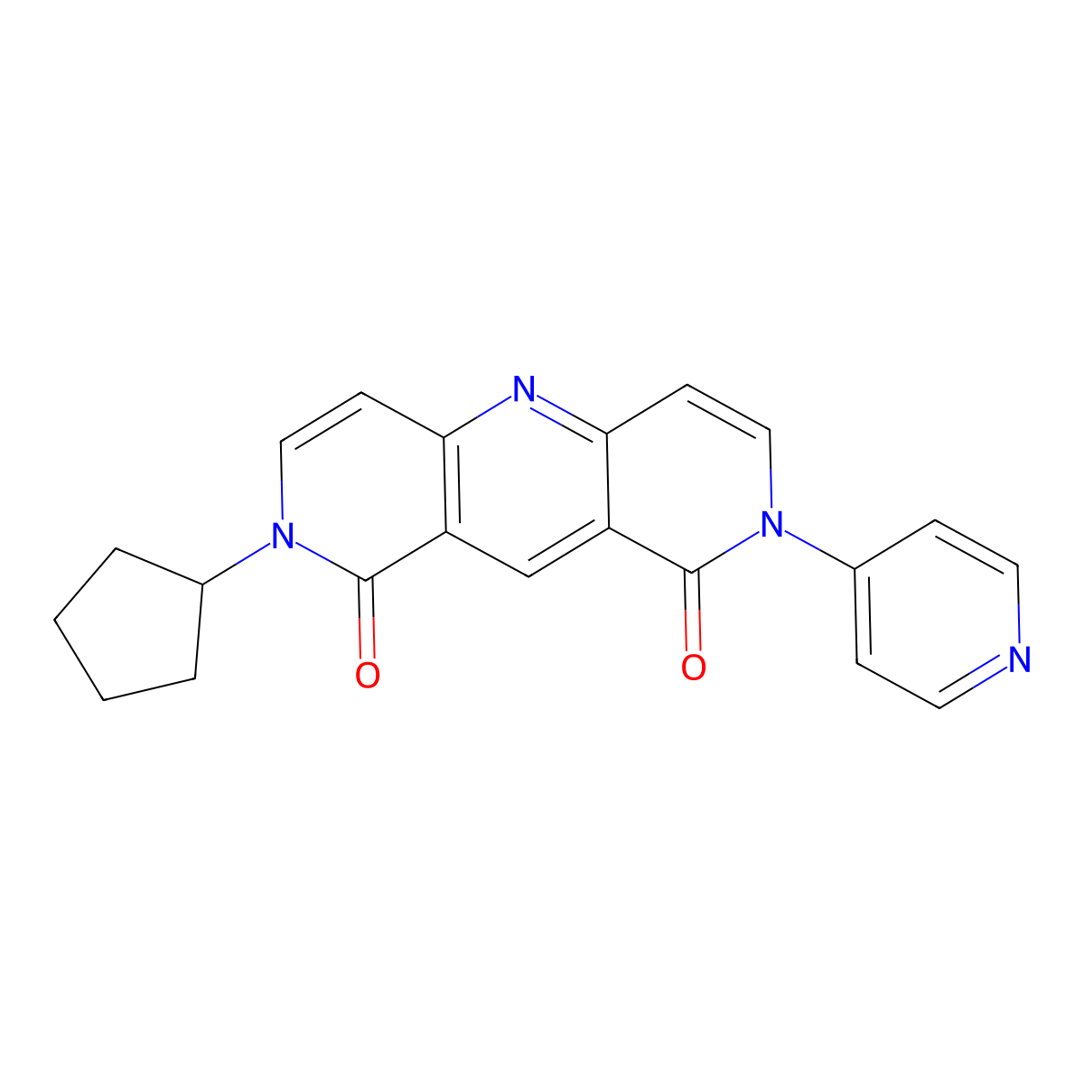 2-cyclopentyl-8-(pyridin-4-yl)pyrido[4,3-b][1,6]naphthyridine-1,9(2H,8H)-dione molecular structure, CAS 1158777-16-2