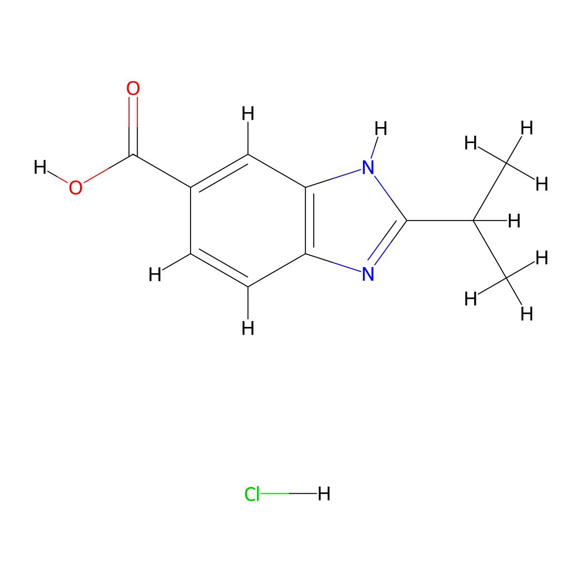2-Isopropyl-1H-benzo[d]imidazole-5-carboxylic acid hydrochloride molecular structure, CAS 1158777-67-3