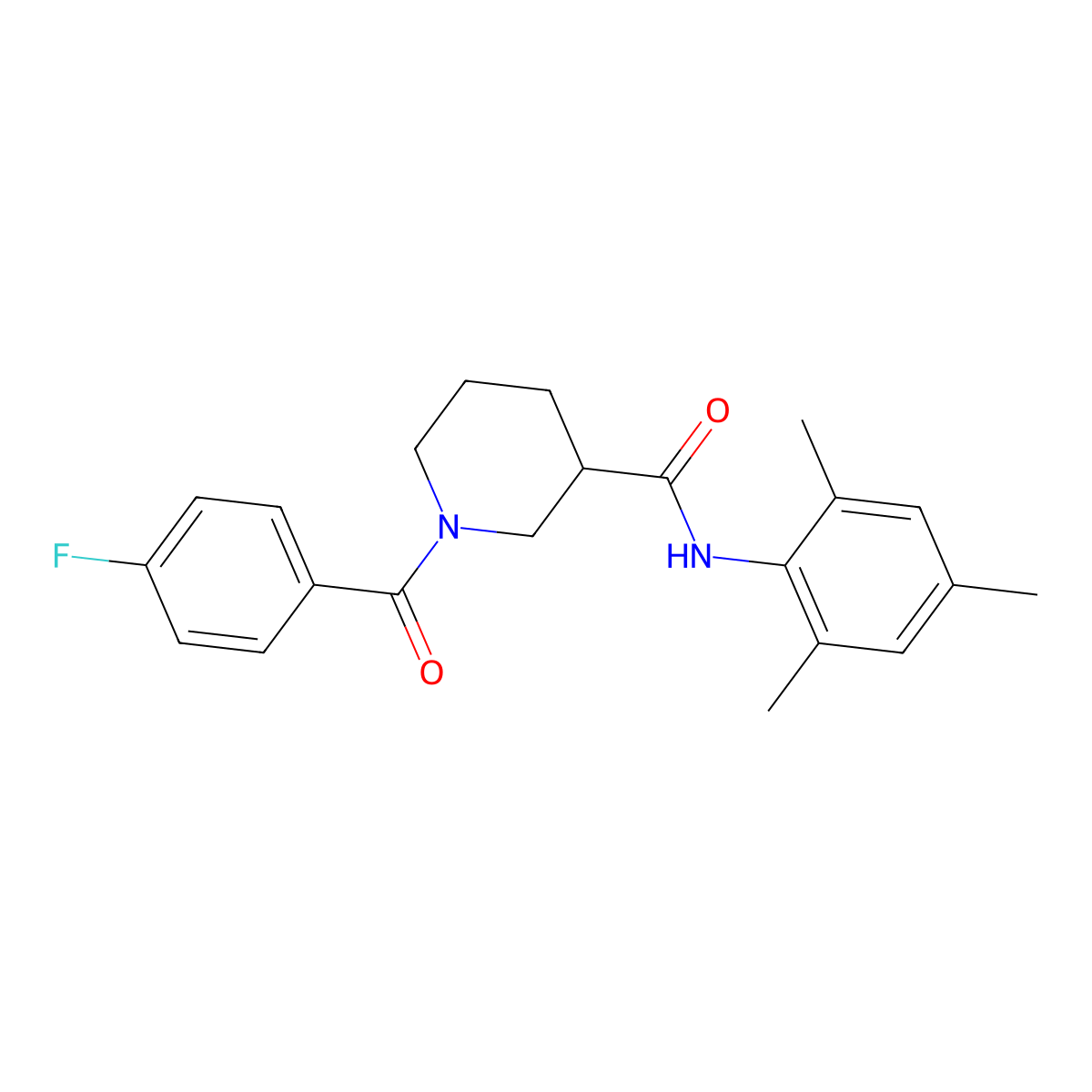 1-[(4-fluorophenyl)carbonyl]-N-(2,4,6-trimethylphenyl)piperidine-3-carboxamide molecular structure, CAS 1158777-96-8