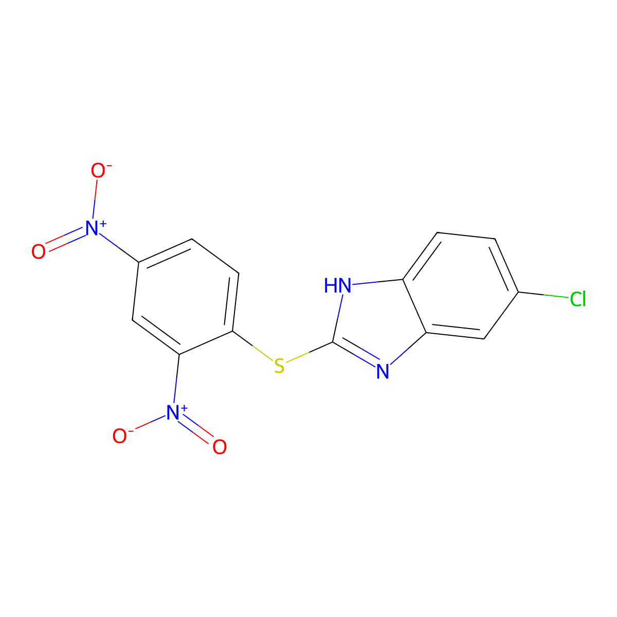 1H-Benzimidazole, 5-chloro-2-[(2,4-dinitrophenyl)thio]- molecular structure, CAS 115878-09-6