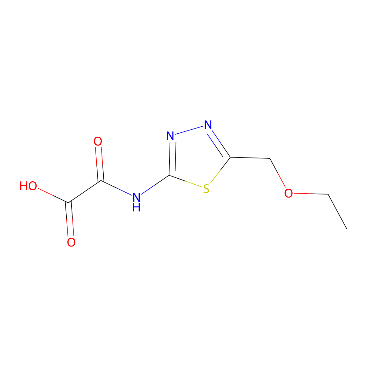 {[5-(Ethoxymethyl)-1,3,4-thiadiazol-2-yl]amino}(oxo)acetic acid molecular structure, CAS 1158780-25-6