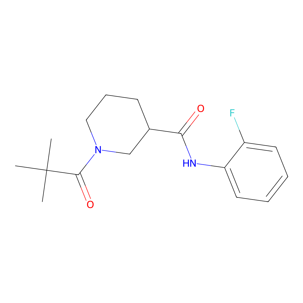 1-(2,2-dimethylpropanoyl)-N-(2-fluorophenyl)piperidine-3-carboxamide molecular structure, CAS 1158780-69-8