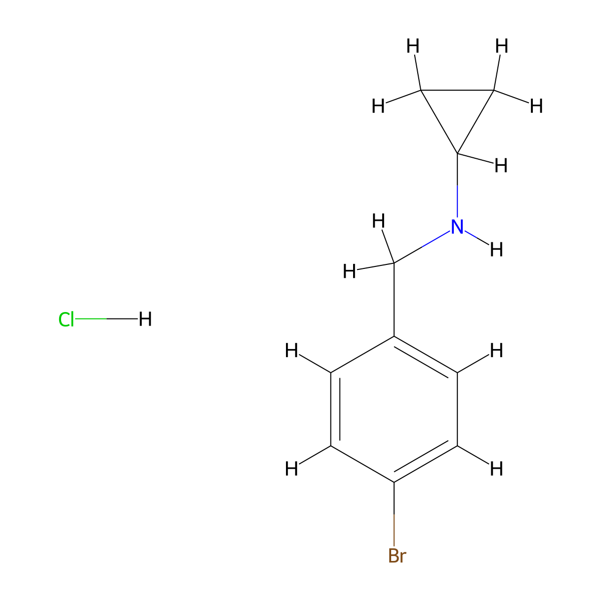 N-((4-bromophenyl)methyl)cyclopropanamine hydrochloride molecular structure, CAS 1158780-91-6