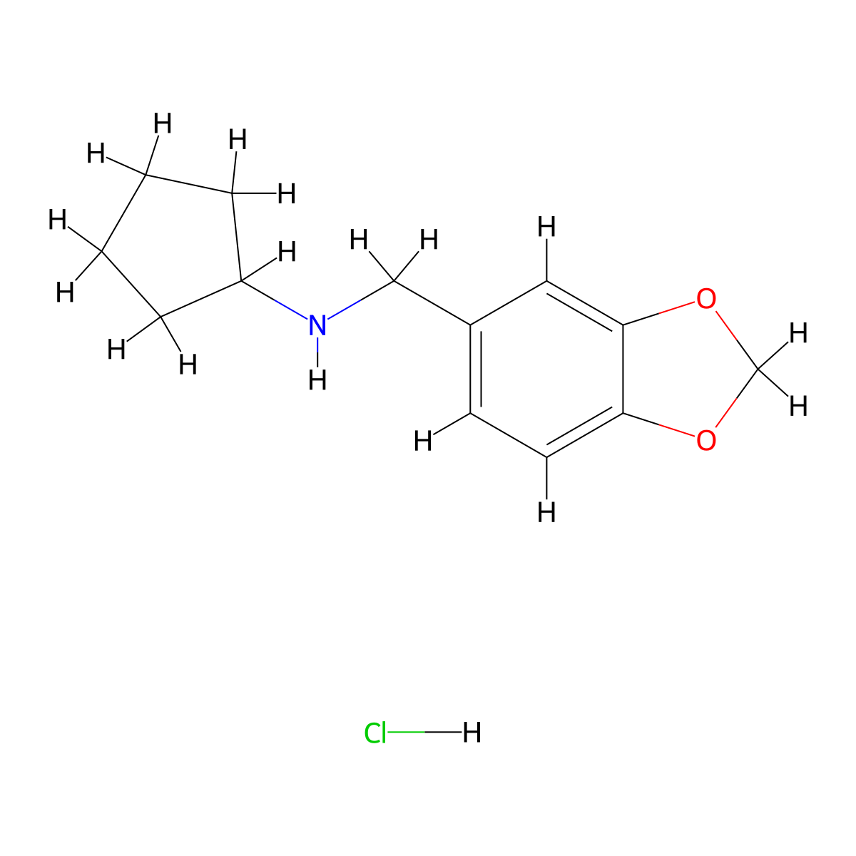 Benzo[1,3]dioxol-5-ylmethyl-cyclopentyl-amine hydrochloride molecular structure, CAS 1158781-71-5