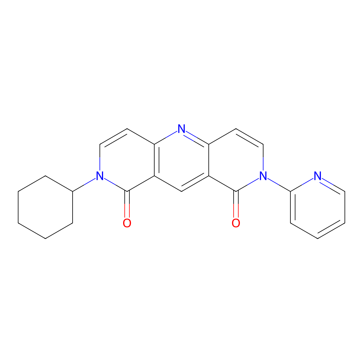 2-cyclohexyl-8-(pyridin-2-yl)pyrido[4,3-b][1,6]naphthyridine-1,9(2H,8H)-dione molecular structure, CAS 1158782-60-5