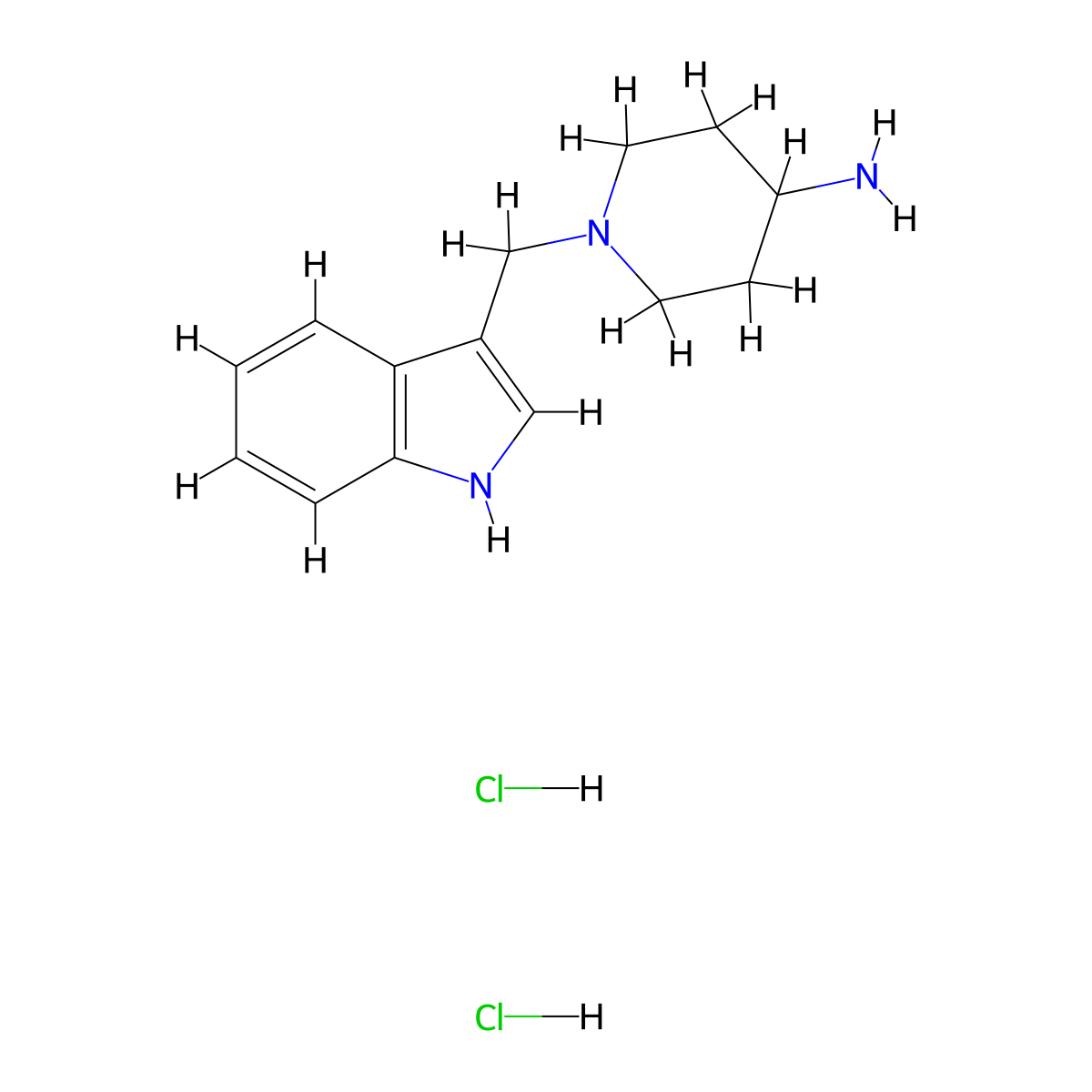 1-[(1H-indol-3-yl)methyl]piperidin-4-amine dihydrochloride molecular structure, CAS 1158785-32-0