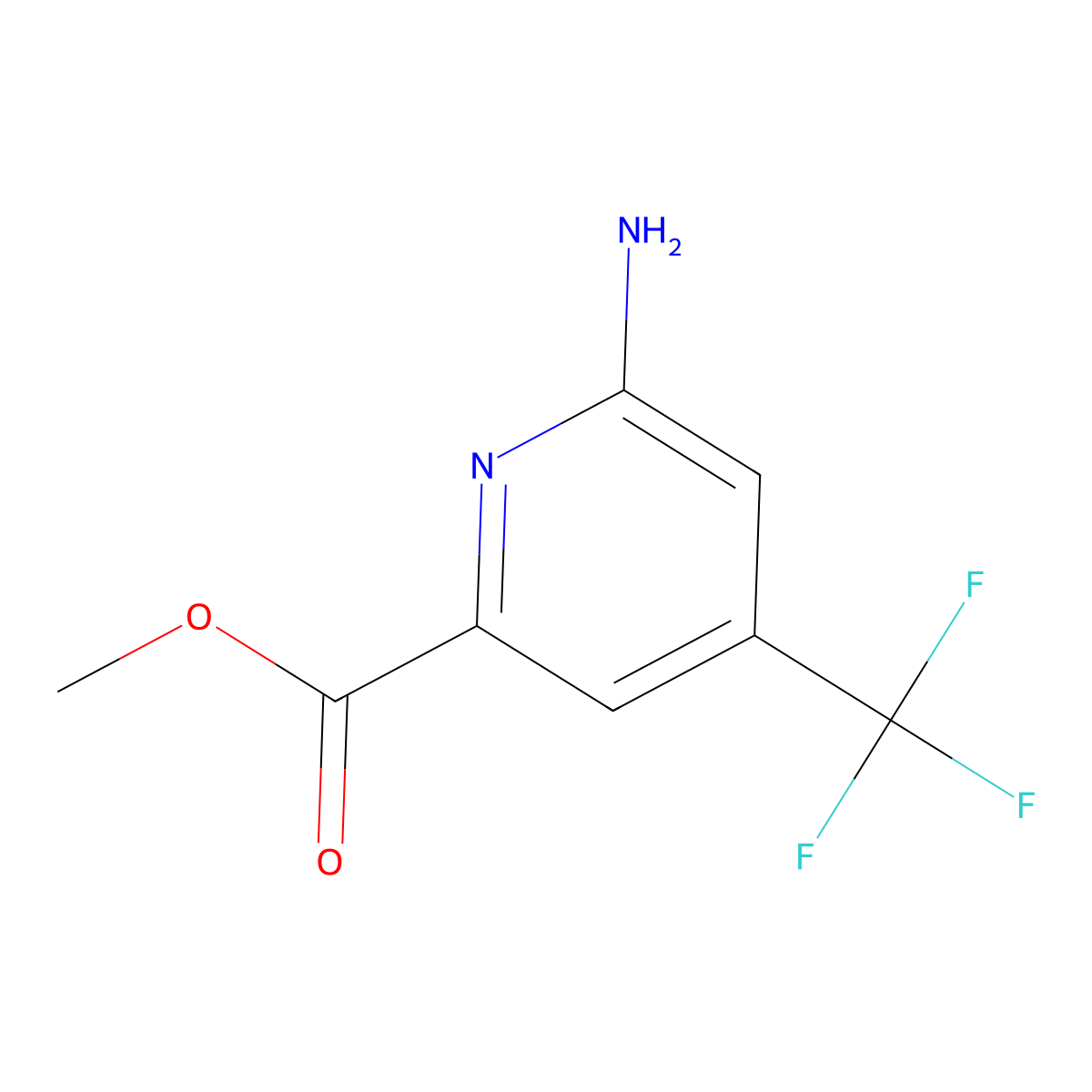 Methyl 6-amino-4-(trifluoromethyl)picolinate molecular structure, CAS 1158787-77-9