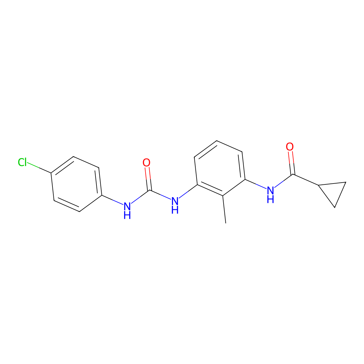 N-[3-({[(4-chlorophenyl)amino]carbonyl}amino)-2-methylphenyl]cyclopropanecarboxamide molecular structure, CAS 1158790-81-8