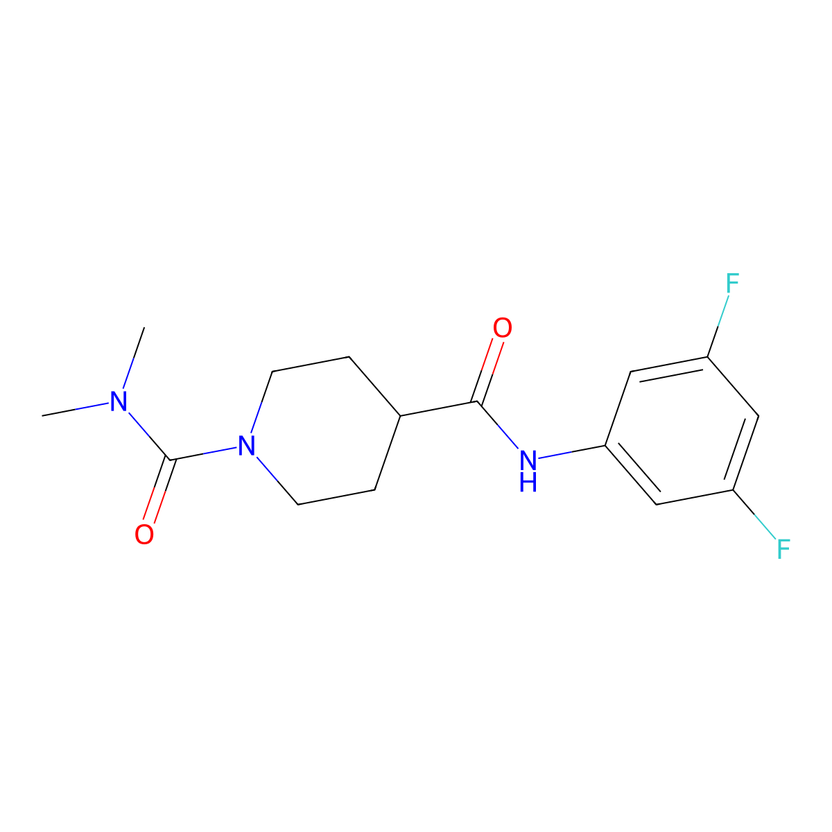 N~4~-(3,5-difluorophenyl)-N~1~,N~1~-dimethylpiperidine-1,4-dicarboxamide molecular structure, CAS 1158791-95-7