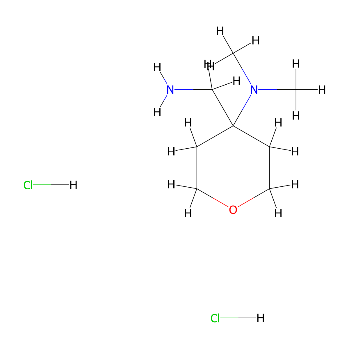 4-(aminomethyl)-N,N-dimethyloxan-4-amine dihydrochloride molecular structure, CAS 1158792-81-4
