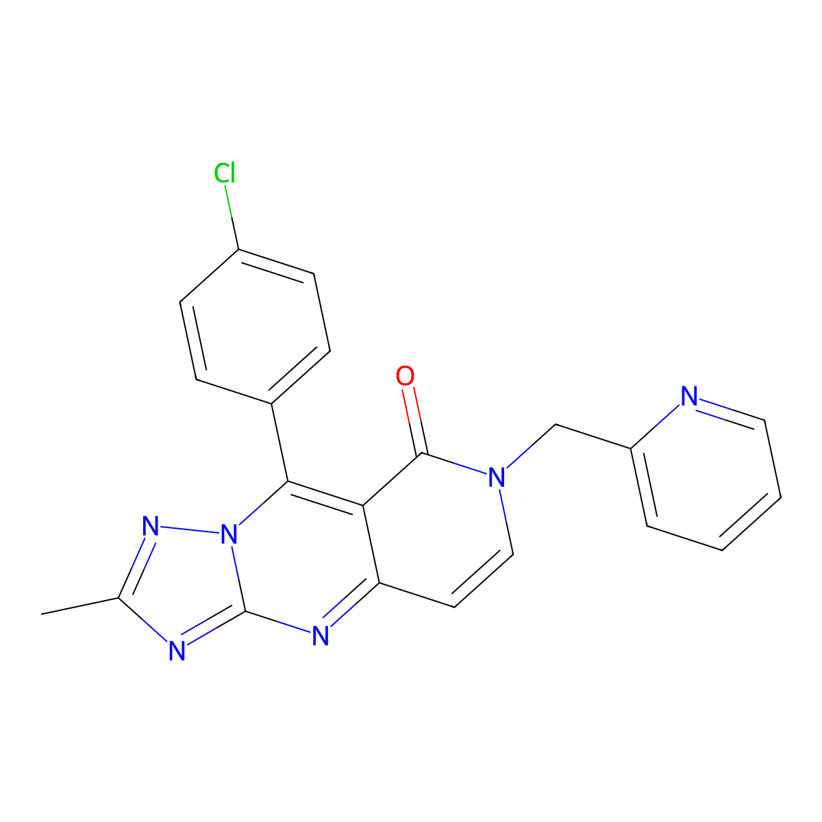 9-(4-chlorophenyl)-2-methyl-7-(pyridin-2-ylmethyl)pyrido[4,3-d][1,2,4]triazolo[1,5-a]pyrimidin-8(7H)-one molecular structure, CAS 1158794-86-5