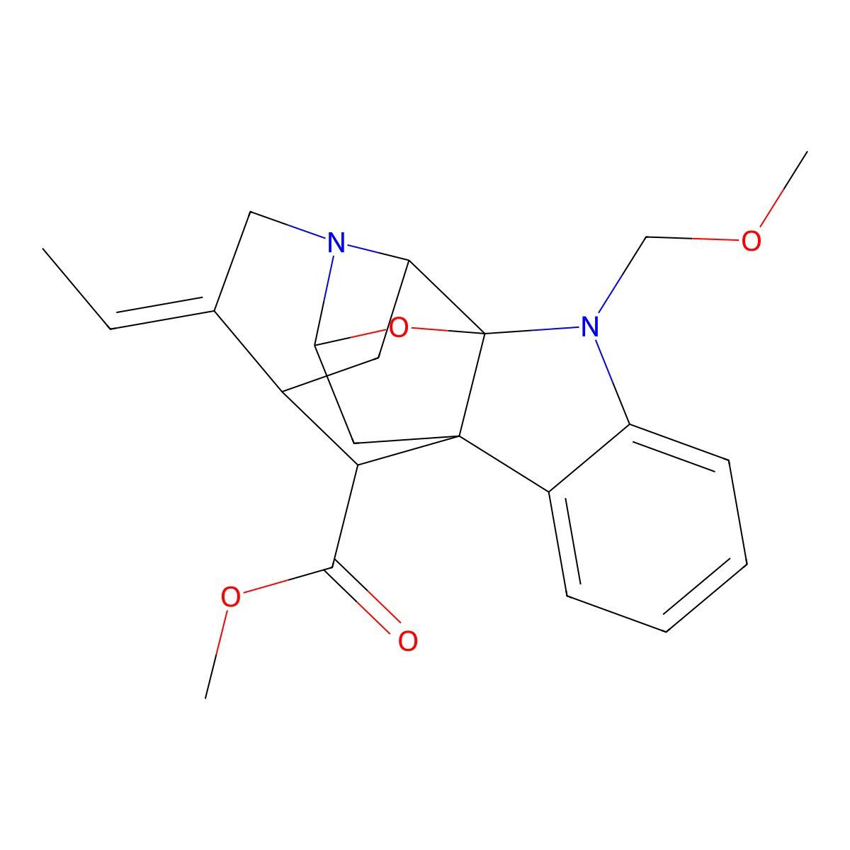 Methyl 14-ethylidene-2-(methoxymethyl)-18-oxa-2,12-diazahexacyclo[9.6.1.19,15.01,9.03,8.012,17]nonadeca-3,5,7-triene-19-carboxylate molecular structure, CAS 1158845-78-3