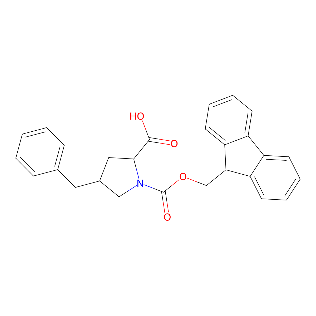 Fmoc-(2S,4R)-4-benzyl-pyrrolidine-2-carboxylic acid molecular structure, CAS 1158891-05-4