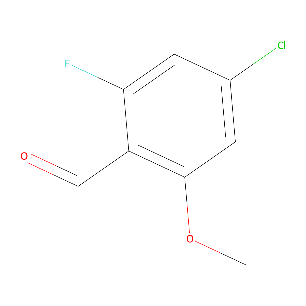 4-Chloro-2-fluoro-6-methoxybenzaldehyde molecular structure, CAS 1158916-85-8