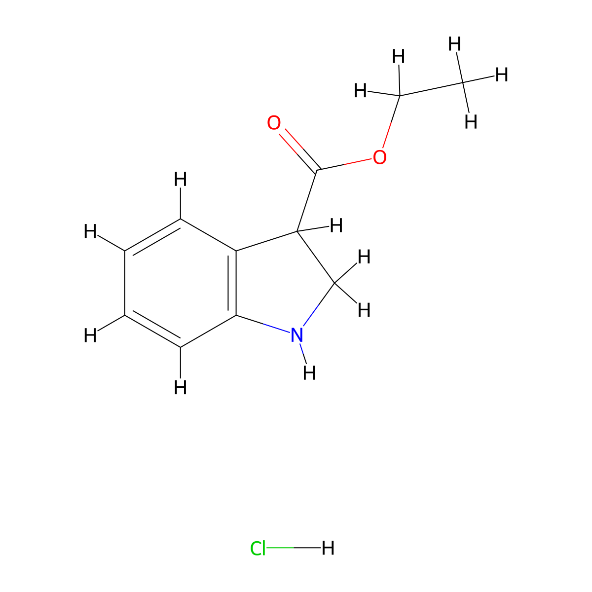 ethyl 2,3-dihydro-1H-indole-3-carboxylate hydrochloride molecular structure, CAS 1158918-79-6