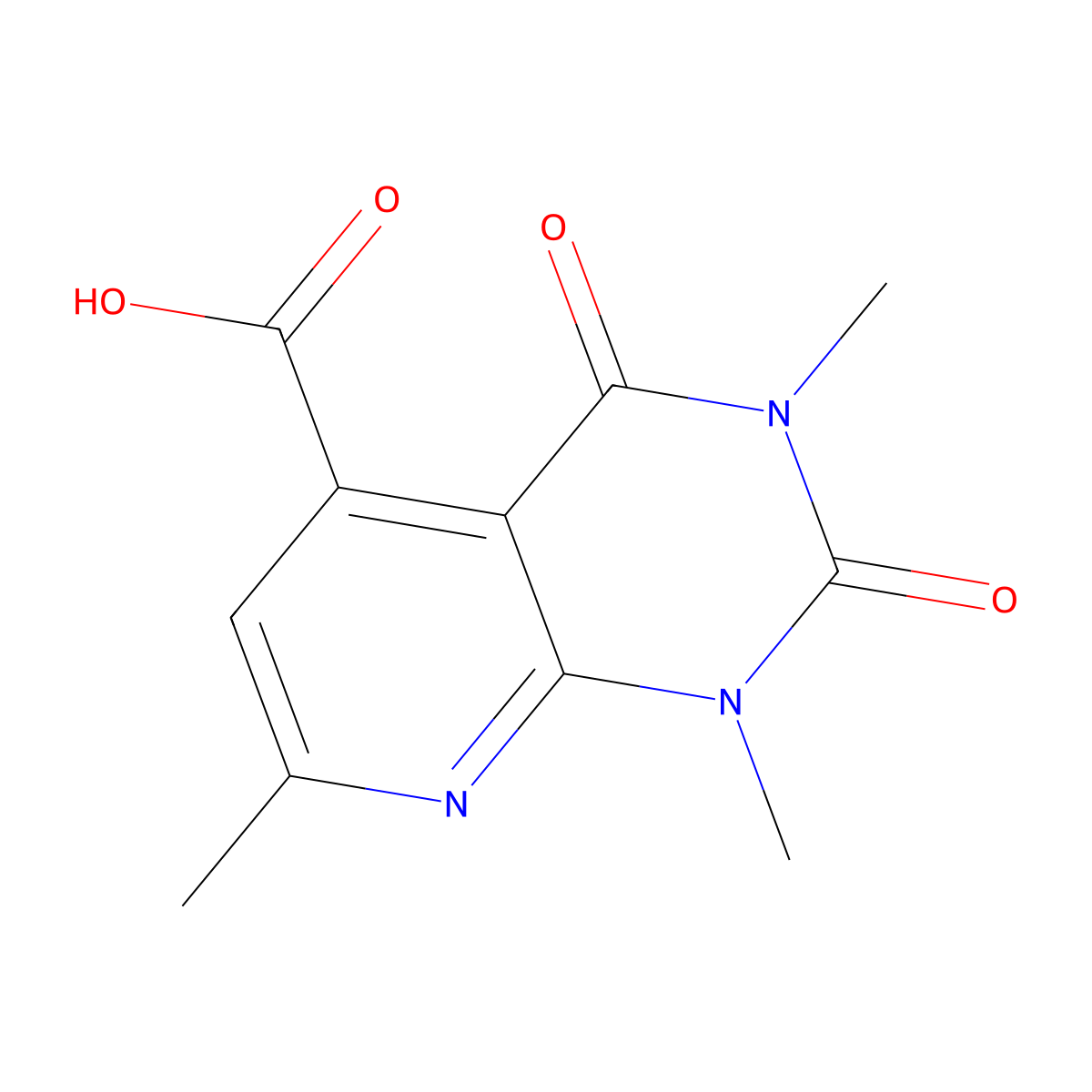 1,3,7-Trimethyl-2,4-dioxo-1,2,3,4-tetrahydropyrido[2,3-d]pyrimidine-5-carboxylic acid molecular structure, CAS 115893-52-2